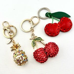 Sparkly Fruit Keychain Bundle Lot of 3 (Pineapple & Cherries)